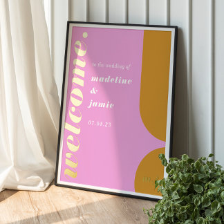 Impressions Dorure Bienvenue Bold Rose & Jaune Retro Mariage Abstrait