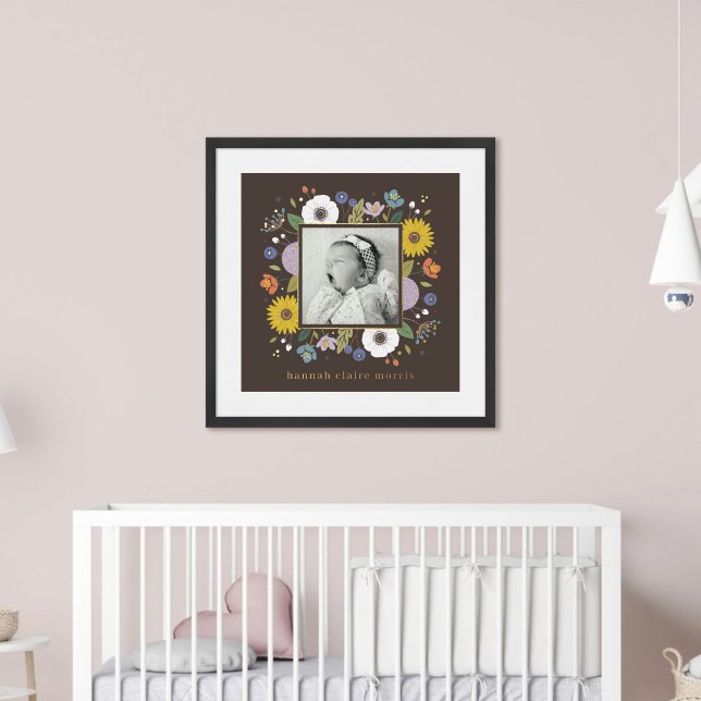 Impressions Dorure Brown Foil Floral Girl's Nursery Photo Art Imprime (Créateur téléchargé)