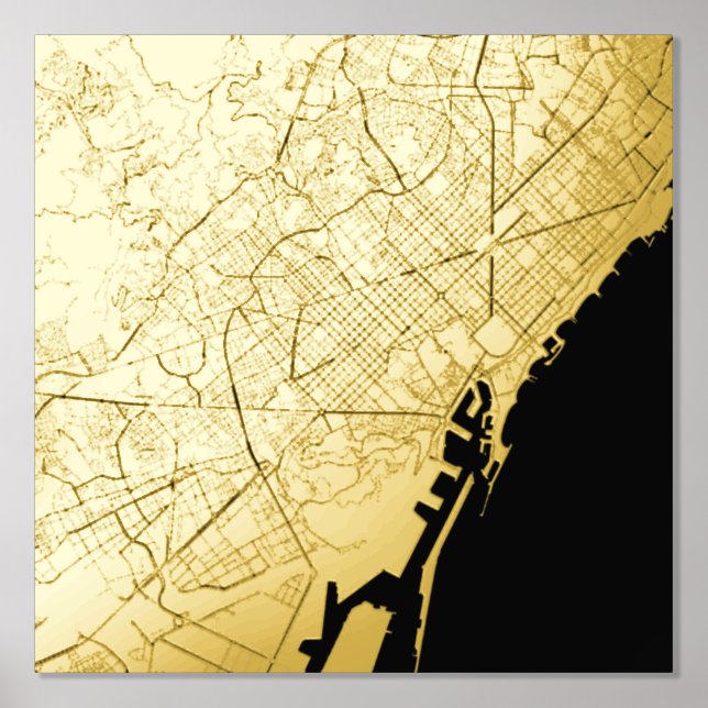 Impressions Dorure Carte cadeau élégant moderne de Barcelone, Espagne (Recto)