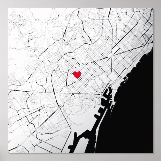 Impressions Dorure Carte de Barcelone, Espagne Moderne Élégant Cadeau (Recto)