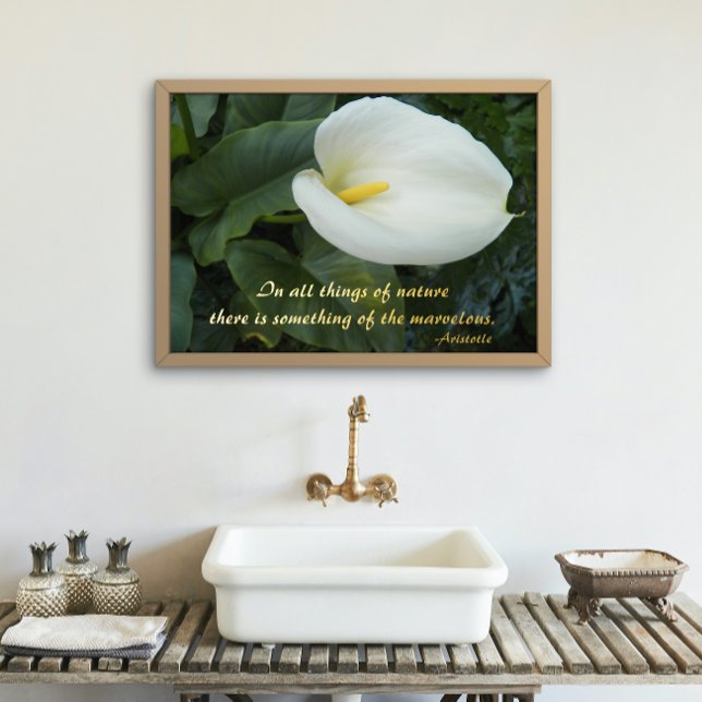 Impressions Dorure Citation philosophique blanche Calla Lily Aristote (In Situ Framed)