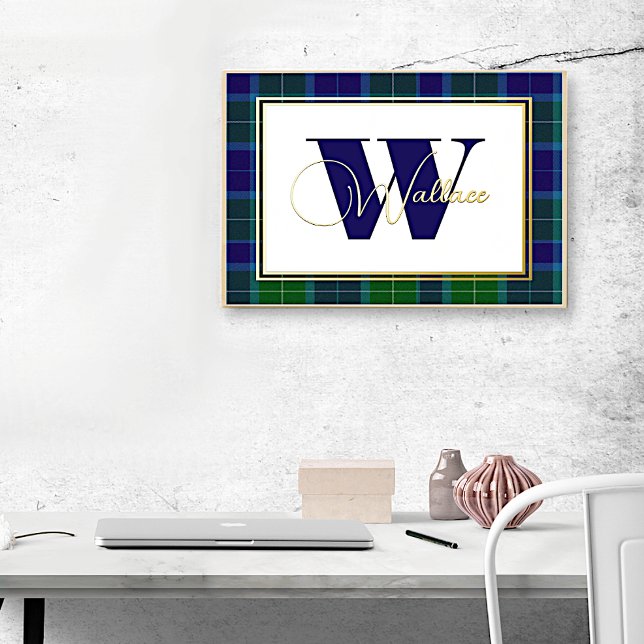 Impressions Dorure Clan Wallace Monogramme et nom sur Plaid (Créateur téléchargé)