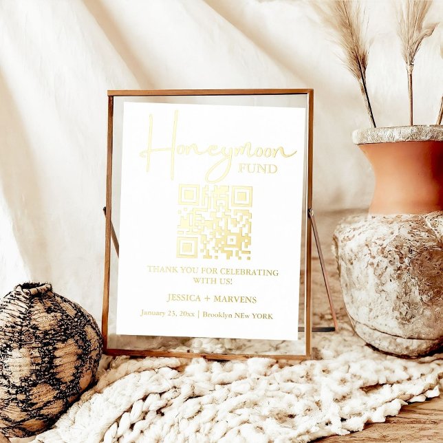 Impressions Dorure Code QR du fonds de lune de miel de mariage minima (Créateur téléchargé)