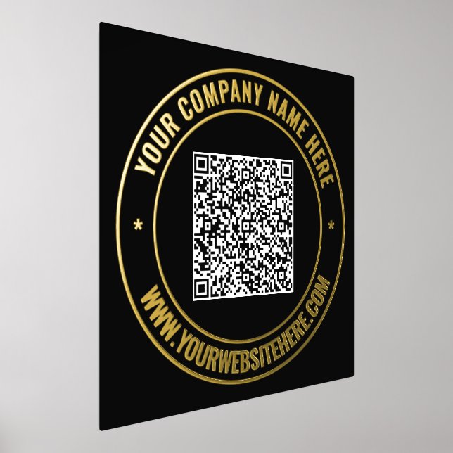 Impressions Dorure Code QR personnalisé Texte Black Gold Foil Imprime (Poser)