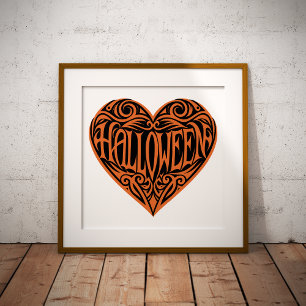 Impressions Dorure Coeur d'Halloween, Coeur orange, Vacances