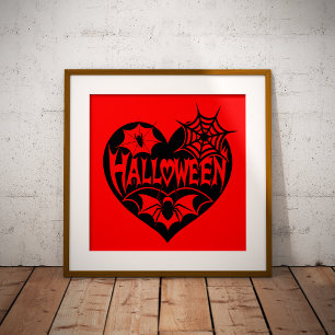 Impressions Dorure Coeur d'Halloween, Forme de Coeur Noir, Spider Web