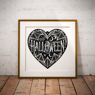 Impressions Dorure Coeur d'Halloween, Forme de Coeur Noir, Vacances