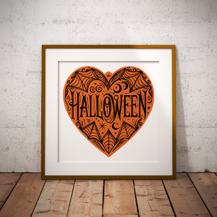 Impressions Dorure Coeur d'Halloween, Forme de Coeur Orange, Vacances