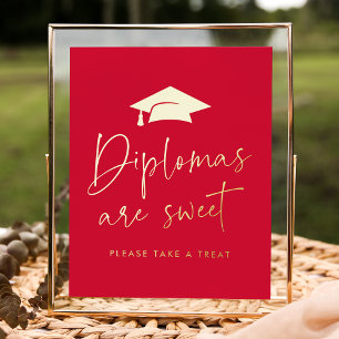 Impressions Dorure Diplômes sont doux Red Graduation Party Foil Sign