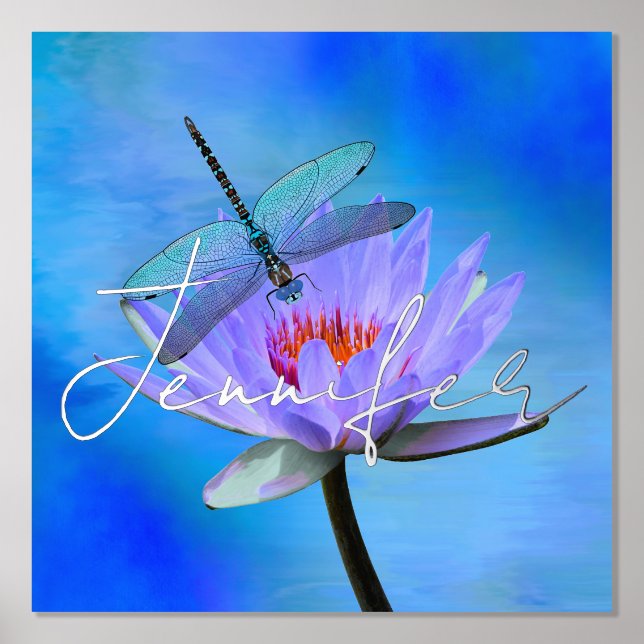 Impressions Dorure Dragonfly on Water Lily w Foil Name Foil Prints (Recto)