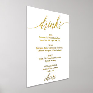 Impressions Dorure Elégant Gold Foil Calligraphy Mariage Boisson Menu