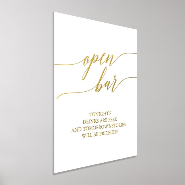 Impressions Dorure Elégant Gold Foil Calligraphy Mariage Open Bar (Poser)