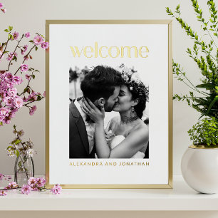 Impressions Dorure Elegant Gold Foil White Photo Mariage Affiche de b
