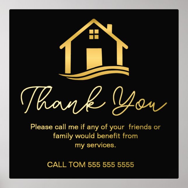 Impressions Dorure Élégant Merci de renvoi immobilier (Recto)