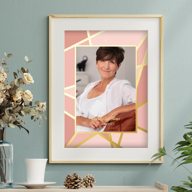 Impressions Dorure Élégant Pink Abstrait Photo funérailles commémorat (Créateur téléchargé)