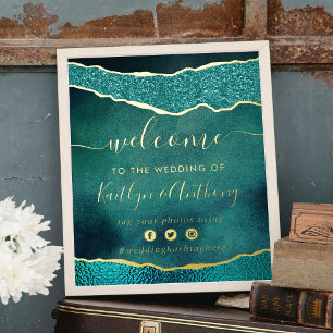 Impressions Dorure Elégant Turquoise & Or Agate Mariage Bienvenue