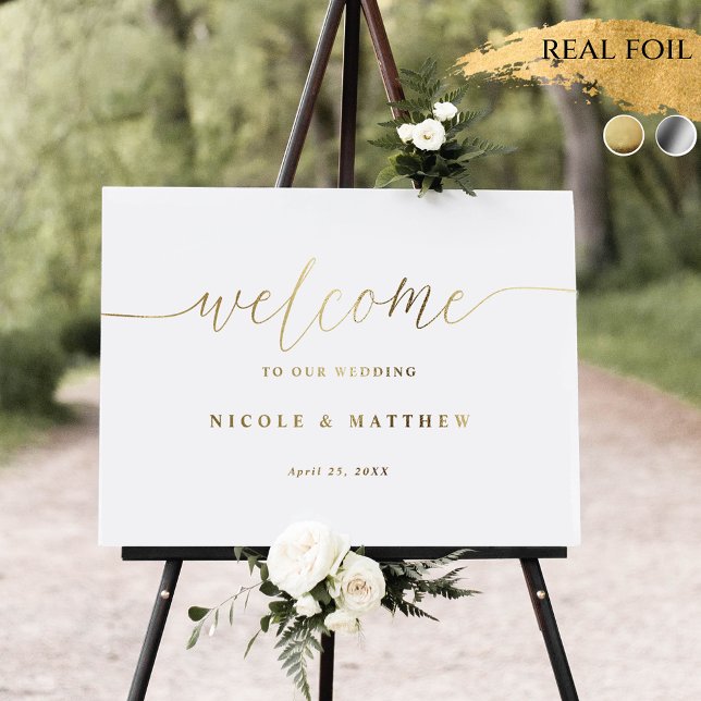 Impressions Dorure Élégante Affiche de bienvenue Mariage Real Foil (Créateur téléchargé)