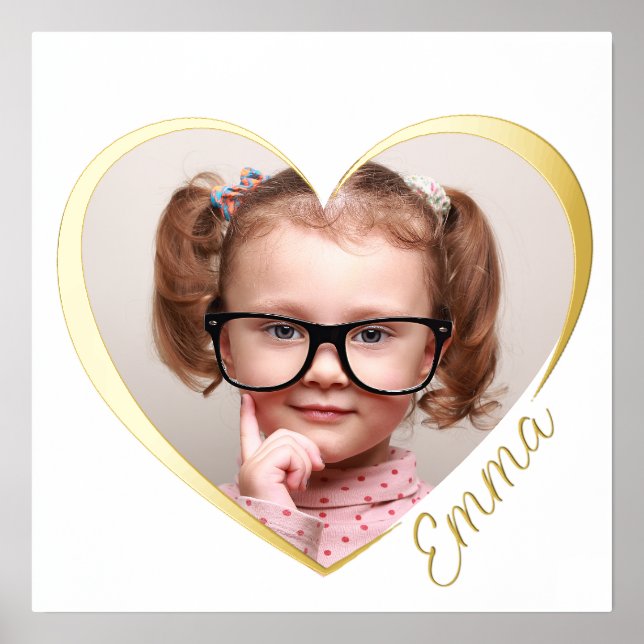 Impressions Dorure Elégante photo de coeur minimale avec nom or (Recto)