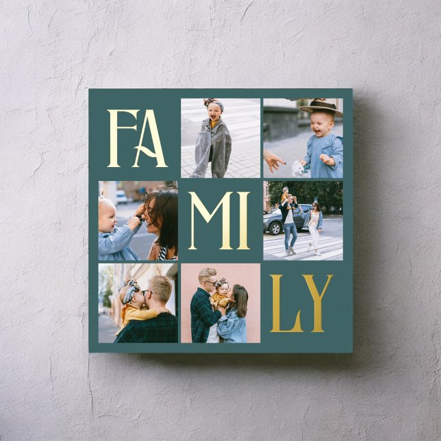 Impressions Dorure Famille Chic Multi Photo Sarcelle (Créateur téléchargé)