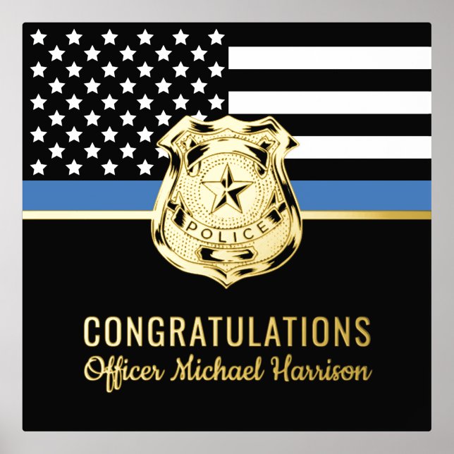 Impressions Dorure Félicitations à la Police Blue Line Flag (Recto)