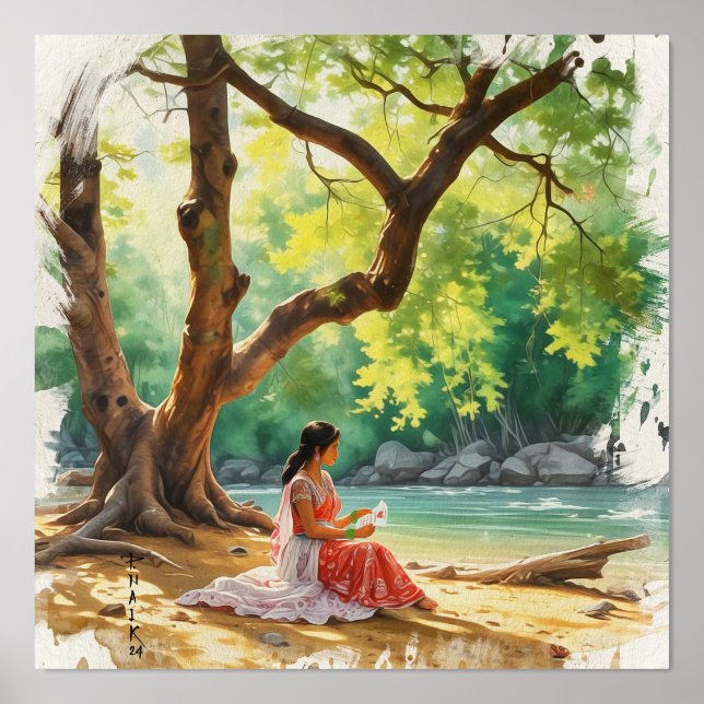 Impressions Dorure Femme beauté naturelle sur le bang fluvial (Recto)