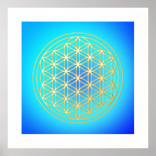 Impressions Dorure Fleur de la vie Symbole Mandala Or bleu