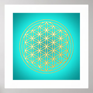 Impressions Dorure Fleur de vie Turquoise Mandala Symbole or