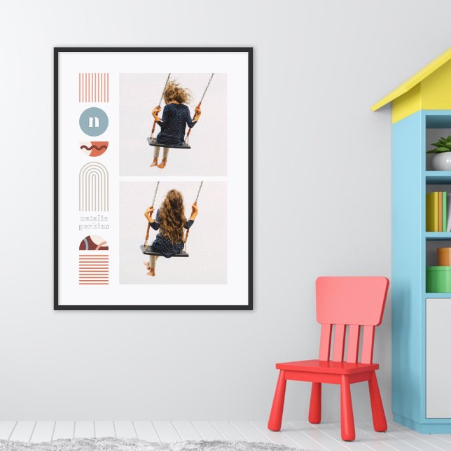 Impressions Dorure Foil Moderne Arc-en-ciel Monogramme Photo Collage  (Créateur téléchargé)