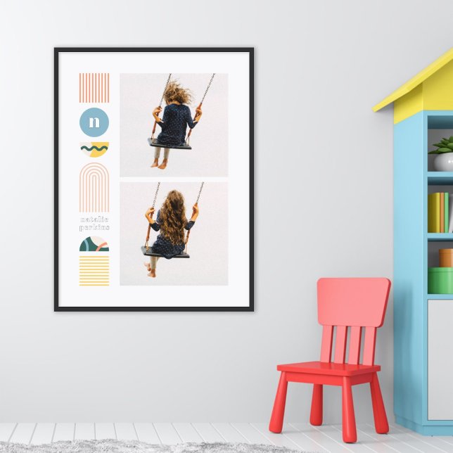 Impressions Dorure Foil Moderne Arc-en-ciel Monogramme Photo Collage  (Créateur téléchargé)