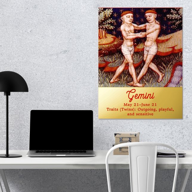 Impressions Dorure Gemini Jumeaux Zodiac Signal Anniversaire (Créateur téléchargé)