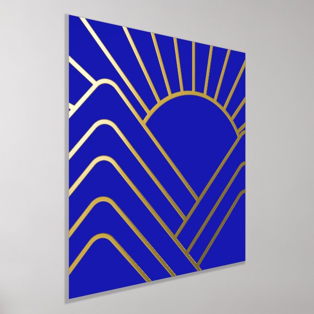 Impressions Dorure Gold Foil Blue Art Déco Paysage Abstrait (Poser)