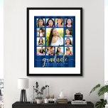 Impressions Dorure Gradué de la Marine K-12 Script Photo Collage Real<br><div class="desc">Soyez fier, réjouissez-vous et présentez cette étape importante de votre grade favori. Créez cette affiche de collage photo pour garder un souvenir que vous serez toujours chéri. Un visuel amusant et élégant de la vraie typographie de script de feuille d'or, avec son nom, son année de classe, son école et...</div>