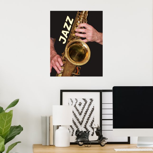 Impressions Dorure Jazzman Jouer Saxophone Or Photographie (In Situ (Bureau))