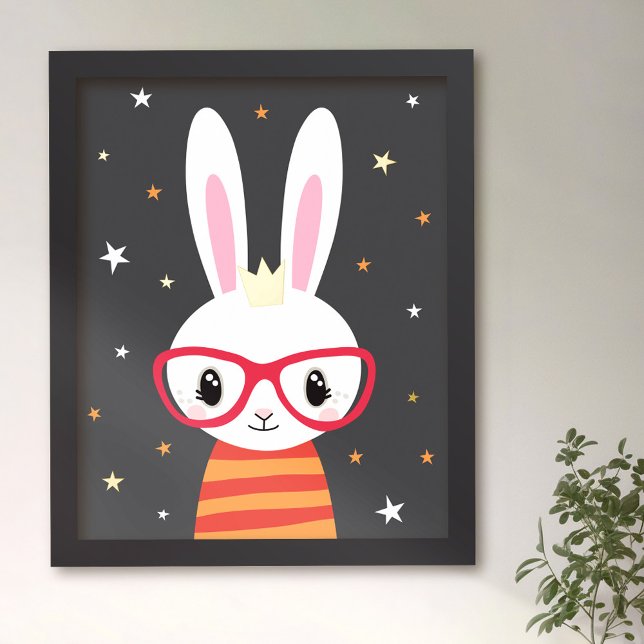 Impressions Dorure Lapin avec lunettes enfants mur art pépinière déco (Créateur téléchargé)