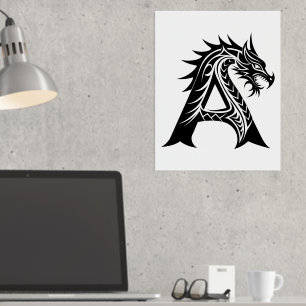 Impressions Dorure LETTRE STYLE Dragon A, Alphabet Dragon, Monogramme