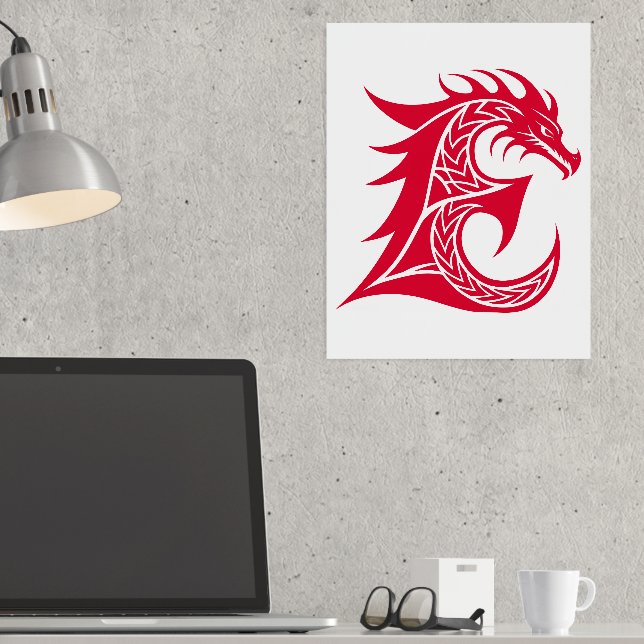 Impressions Dorure LETTRE STYLE dragon E, Alphabet dragon, Monogramme (In Situ (Bureau))