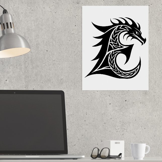 Impressions Dorure LETTRE STYLE dragon E, Alphabet dragon, Monogramme (In Situ (Bureau))