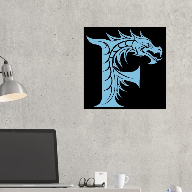 Impressions Dorure LETTRE STYLE dragon F, Alphabet dragon, Monogramme (In situ (Bureau 2))