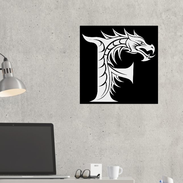 Impressions Dorure LETTRE STYLE dragon F, Alphabet dragon, Monogramme (In situ (Bureau 2))