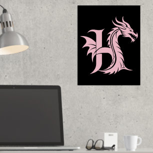 Impressions Dorure LETTRE STYLE Dragon H, Alphabet Dragon, Monogramme