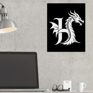 Impressions Dorure LETTRE STYLE Dragon H, Alphabet Dragon, Monogramme
