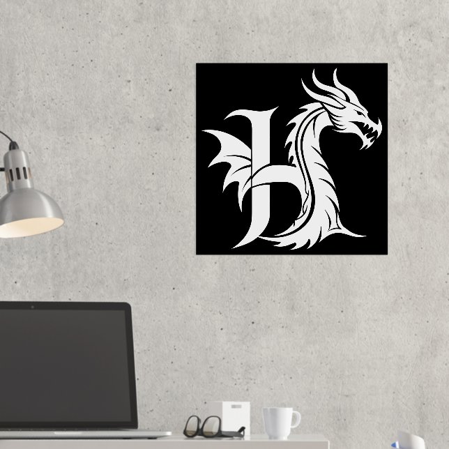 Impressions Dorure LETTRE STYLE Dragon H, Alphabet Dragon, Monogramme (In situ (Bureau 2))