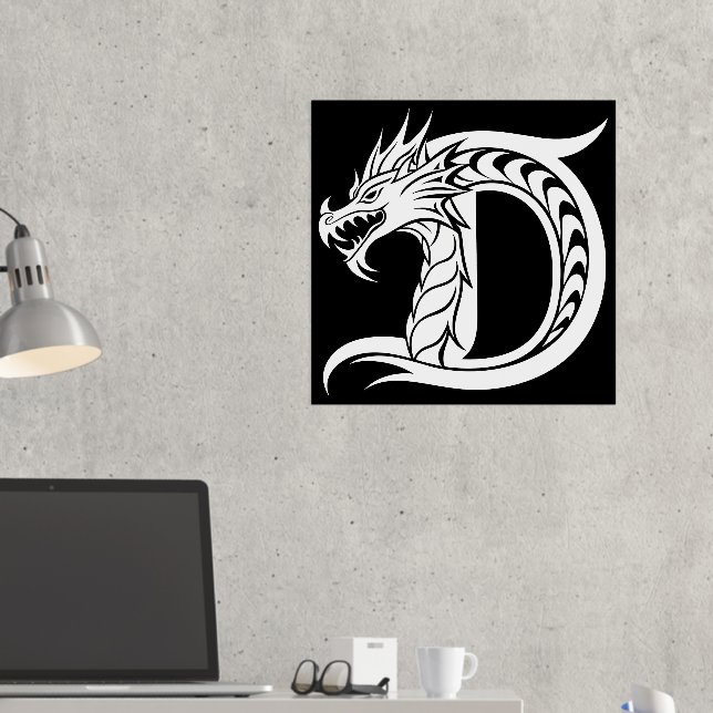 Impressions Dorure LETTRE STYLÉE D Dragon, Alphabet Dragon, Monogramm (In situ (Bureau 2))