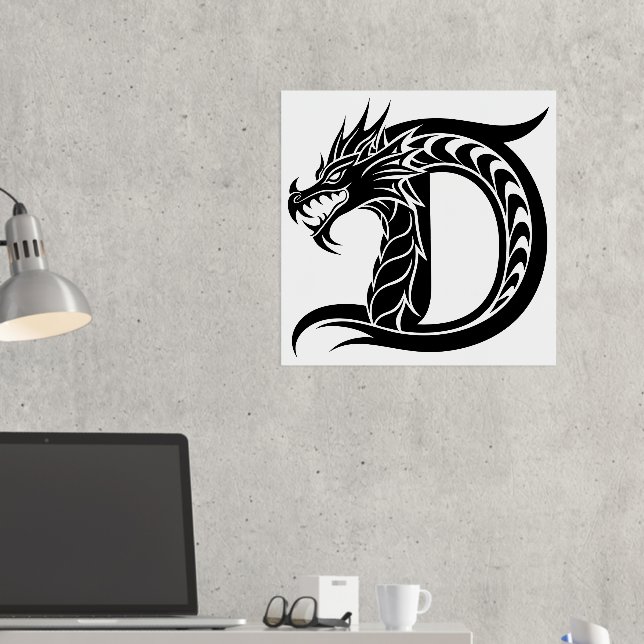 Impressions Dorure LETTRE STYLÉE D Dragon, Alphabet Dragon, Monogramm (In situ (Bureau 2))