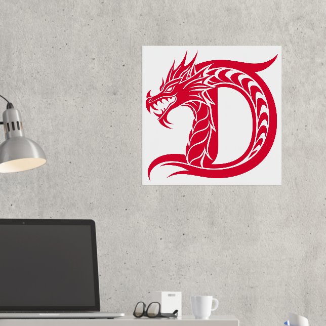 Impressions Dorure LETTRE STYLÉE D Dragon, Alphabet Dragon, Monogramm (In situ (Bureau 2))