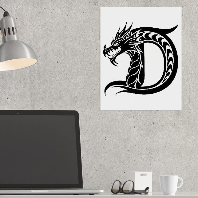 Impressions Dorure LETTRE STYLÉE D Dragon, Alphabet Dragon, Monogramm (In Situ (Bureau))