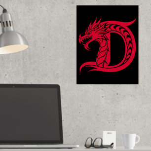 Impressions Dorure LETTRE STYLÉE D Dragon, Alphabet Dragon, Monogramm