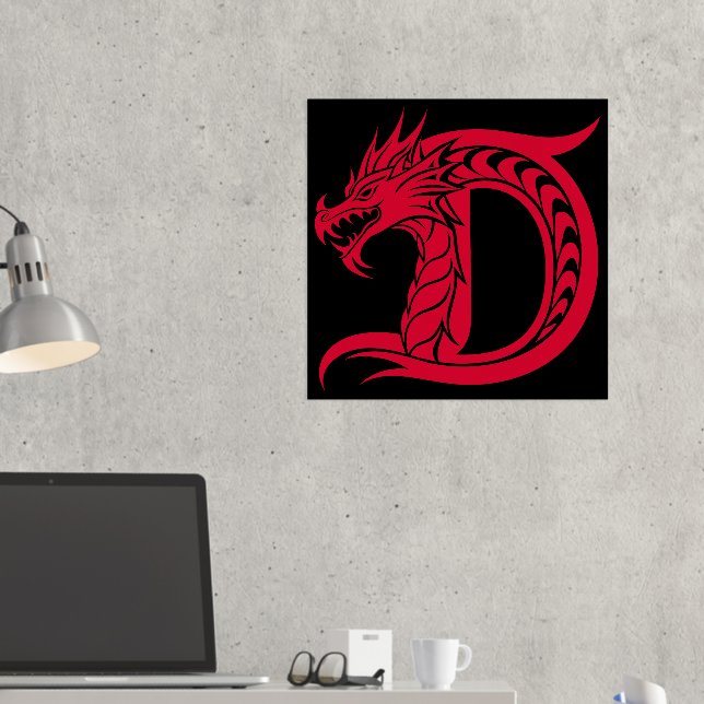 Impressions Dorure LETTRE STYLÉE D Dragon, Alphabet Dragon, Monogramm (In situ (Bureau 2))