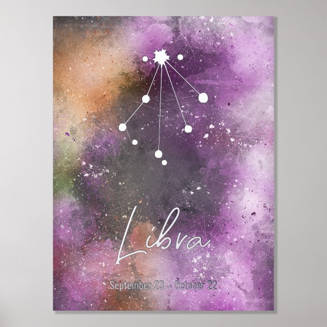 Impressions Dorure Libra Constellation Zodiac Signal Violet Galaxie (Recto)