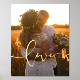Impressions Dorure Loin calligraphie moderne superposer photo mariage